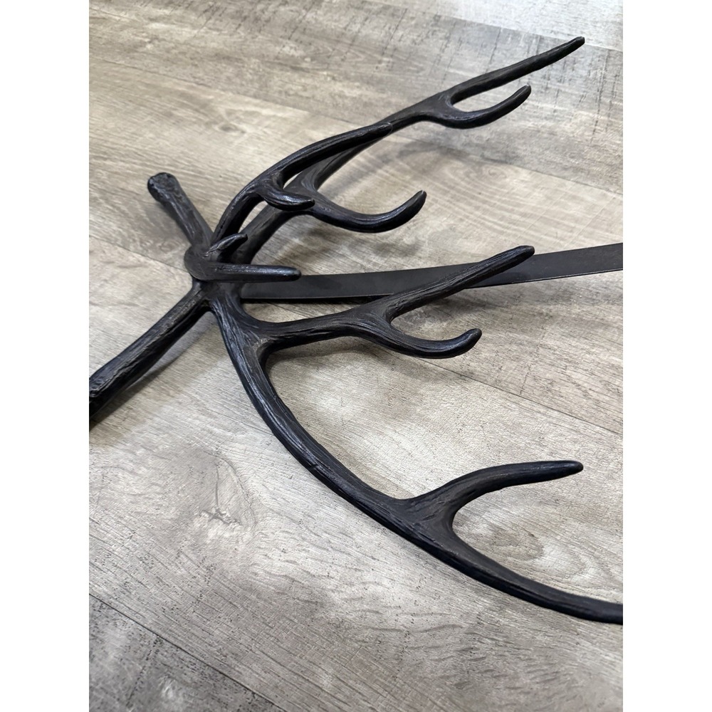 Cast Iron Deer Antler Antlers Over the Door Coat Hooks Purses Cabin Hunting - Picture 4 of 6